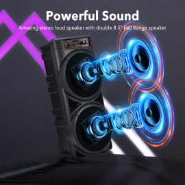 Large Outdoor Portable Wireless 3D Speaker, Professional Wireless Karaoke Machine with Microphone, RGB Light, 2400mAh Rechargeable Battery, USB Charging - Perfect for Family Gatherings, and Parties, Travel, Home Entertainment