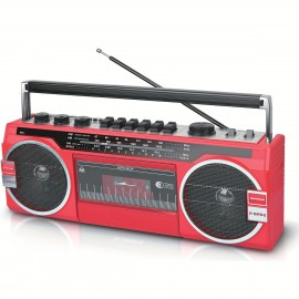 Vintage Radio with Wireless Connection, AM/FM/SW, USB and SD Card Connection, and Two-Way Speaker System with Cassette Player