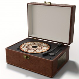 Yintiny Wireless CD Player with Built-in Speaker, Hi-Fi Sound, Compact Faux Leather Design, USB & Battery-Powered, Ideal for Home Decor & Holiday Gifts, Portable Audio Player, Stylish Audio Accessory, Durable Audio Device