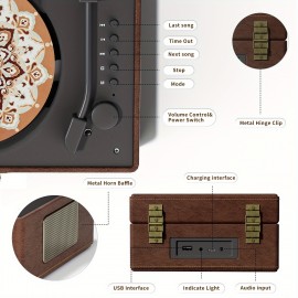 Yintiny Wireless CD Player with Built-in Speaker, Hi-Fi Sound, Compact Faux Leather Design, USB & Battery-Powered, Ideal for Home Decor & Holiday Gifts, Portable Audio Player, Stylish Audio Accessory, Durable Audio Device