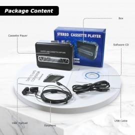 1pc Portable Auto Reverse Cassette Tape Player, USB Powered, Clear Stereo Sound, with Speaker & Headphone Jack, Cassette to MP3 Converter, Dual Power Mode (USB/Battery), Operating Voltage ≤36V - No Battery Included