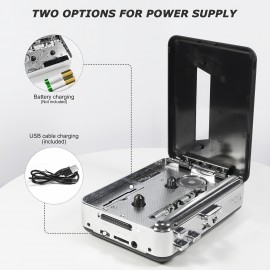 1pc Portable Auto Reverse Cassette Tape Player, USB Powered, Clear Stereo Sound, with Speaker & Headphone Jack, Cassette to MP3 Converter, Dual Power Mode (USB/Battery), Operating Voltage ≤36V - No Battery Included