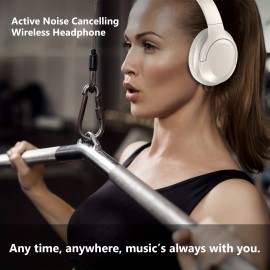 [Wireless ANC Active Headphones] LIFEBEE Active Noise Cancelling Over-Ear Headphones, Wireless ANC Earbuds with Touch Control, Condenser Mic, Lightweight Plastic Semi-Open-Back Design, Sports & Exercise Compatible, Rechargeable Lithium Polymer Battery, Volume Control, Noise Cancelling for Travel & Office