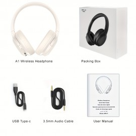 [Wireless ANC Active Headphones] LIFEBEE Active Noise Cancelling Over-Ear Headphones, Wireless ANC Earbuds with Touch Control, Condenser Mic, Lightweight Plastic Semi-Open-Back Design, Sports & Exercise Compatible, Rechargeable Lithium Polymer Battery, Volume Control, Noise Cancelling for Travel & Office