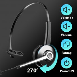 Earbay wireless headset with mic Noise canceling, V5.0 Wireless Headphone with microphone, Wireless Headphones Call Center, office