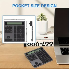 2.4G Dual Mode Wireless Numeric Keyboard with Display Calculator 2in1 Portable Ergonomic Number Keypad for Win/Mac