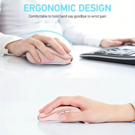 Rechargeable Wireless Mouse BT5.1/BT/2.4G Dual Mode, RGB Backlit with 4 Color Modes, -C, Quiet Click ABS Tracking, Long Range Computer Mouse for PC/Laptop/Smartphone (Compatible with /) - Compatible with //PS3