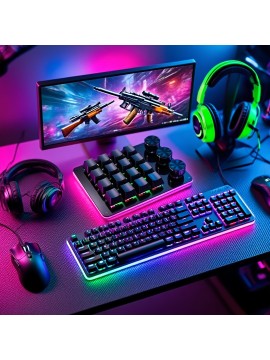 Multi-Mode Programming Macro Key Keyboard with Knob - USB-Powered, Ambidextrous, Hotkeys & Media Controls for Gaming, Office, and Multimedia - Sleek Black Design, No Battery Needed, Gaming Keyboard, Office Keyboard, Modern Aesthetic, Durable Construction, Keyboard And Mouse Mechanical, Mechanical Keyboard, Keyboard Mechanical, Keyboard Keycap