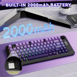 M75 Gaming Keyboard, RGB Backlit Small Membrane Keyboard with Smart Display & Knob, PBT Gradient Keycaps for PC, MAC