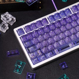 Crystal Purple Transparent 156-Key Mechanical Keyboard Keycap Complete Set PC Material Transfer Cherry Original Height