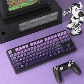 M87 75% Wireless Gaming Keyboard Membrane Silent Rainbow Backlit 2.4Ghz PBT Gradient Keycaps Rechargeable 4000mAh Battery Ergonomic for MAC/Win/PC