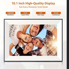 10.1 Inch WiFi Digital Photo Frame - HD Touchscreen, Auto Rotation, 1280x800 Resolution, 16:10 Aspect Ratio, 178° Viewing Angle, Load Photos & Videos from Phone/SD Card, Perfect Gift for Holidays, Birthdays, Anniversaries, Photo Display Unit, Modern Decor Accessory, Highquality Display