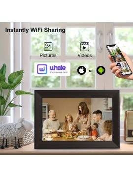 10.1 Inch WiFi Digital Photo Frame - HD Touchscreen, Auto Rotation, 1280x800 Resolution, 16:10 Aspect Ratio, 178° Viewing Angle, Load Photos & Videos from Phone/SD Card, Perfect Gift for Holidays, Birthdays, Anniversaries, Photo Display Unit, Modern Decor Accessory, Highquality Display