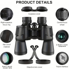 [High-Definition Binoculars] 10x50 High-Definition Binoculars with FMC Multi-Layer Coating | Ideal for Bird Watching, Sports Events, Hunting - Includes Carrying Case and Shoulder Strap