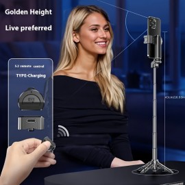 16-inch Extendable Selfie Stick with Wireless Remote, Smartphone Quadpod Tripod with 360° Rotation, One-Touch Expandable Quadpod Stand, DSLR-Style Handle, Ideal for Concerts, Backpacking, Hiking, Desktop Live Streaming, and More. Suitable for iPhone/Samsung/Android Smartphones, Selfie Stick for Phone Travel, Wireless Selfie Stick, Selfie Stick with Remote, Remote Control Selfie Stick, Hiking Accessory, Live Streaming Tool, Extendable Design, Compact Tripod,