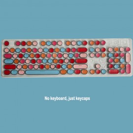 Lipstick Series 104 Mechanical Keyboard with Transparent Circular Keycaps - Electroplated, ABS Material, Vibrant Colors, Durable & Easy to Clean