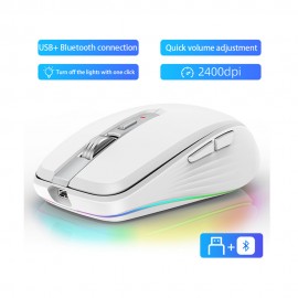 Rechargeable Wireless Mouse BT5.1/BT/2.4G Dual Mode, RGB Backlit with 4 Color Modes, -C, Quiet Click ABS Tracking, Long Range Computer Mouse for PC/Laptop/Smartphone (Compatible with /) - Compatible with //PS3