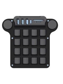 16-Key Compact RGB Backlit Programmable Keyboard with USB 3.0 Hub (3 Ports), SD/TF Card Reader, Macros & Media Keys - iOS/Windows Compatible for Office, Gaming, Programming, Office Workstation | Stylish Finish | Highquality Keys, Keyboard for Computer