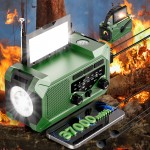 36800mwh 1 pack Emergency Radios for Families with AM/FM, 3-Way Charging (Hand Crank/Solar/USB), Kid-Friendly SOS Alarm, Flashlight, Reading Light, Thermometer, Compass & 10000mAh Power Bank - Peace of Mind for Every Home