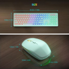 Wireless RGB Backlit Keyboard And Mouse Set with 2000 DPI, Rechargeable Quiet Mouse, Ergonomic Slim Design, Compatible with Windows And Mac Laptops.