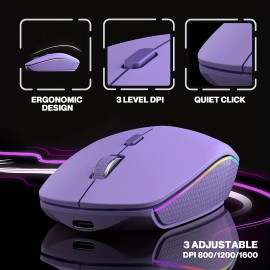 Portable Bluetooth Keyboard Mouse Combo 2.4G Support 3 Devices 7 Backlight Keyboard Mouse Rechargeable Slim Keyboard for Windows/Mac OS/Notebook, Portable Computing, Travel Keyboard, Compact Design, Lightweight Combo, Durable Build, Highperformance Gadget, Tech Enthusiasts, Students Laptop